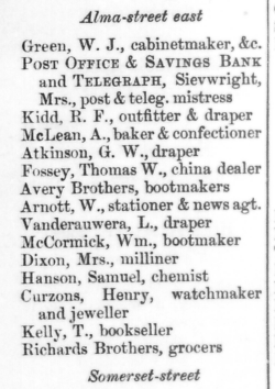 Image 06b lower portion of 1873 Directory of High Street listings
