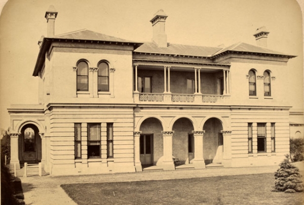 View of west elevation 1872, the home of John F McMullen